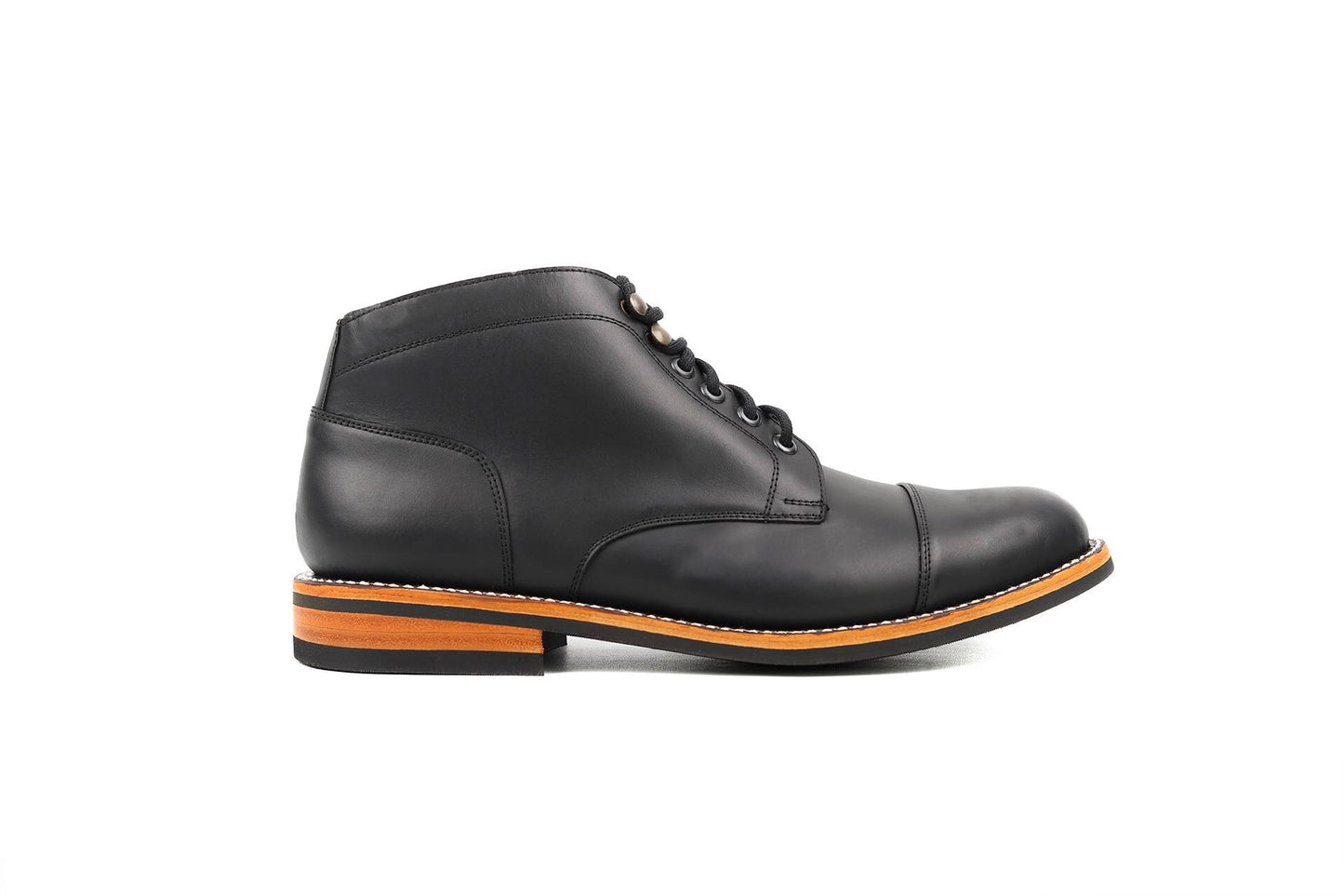 Brubeck Short Boot de piel color negro para hombre, Goodyear welt — Miles & Louie