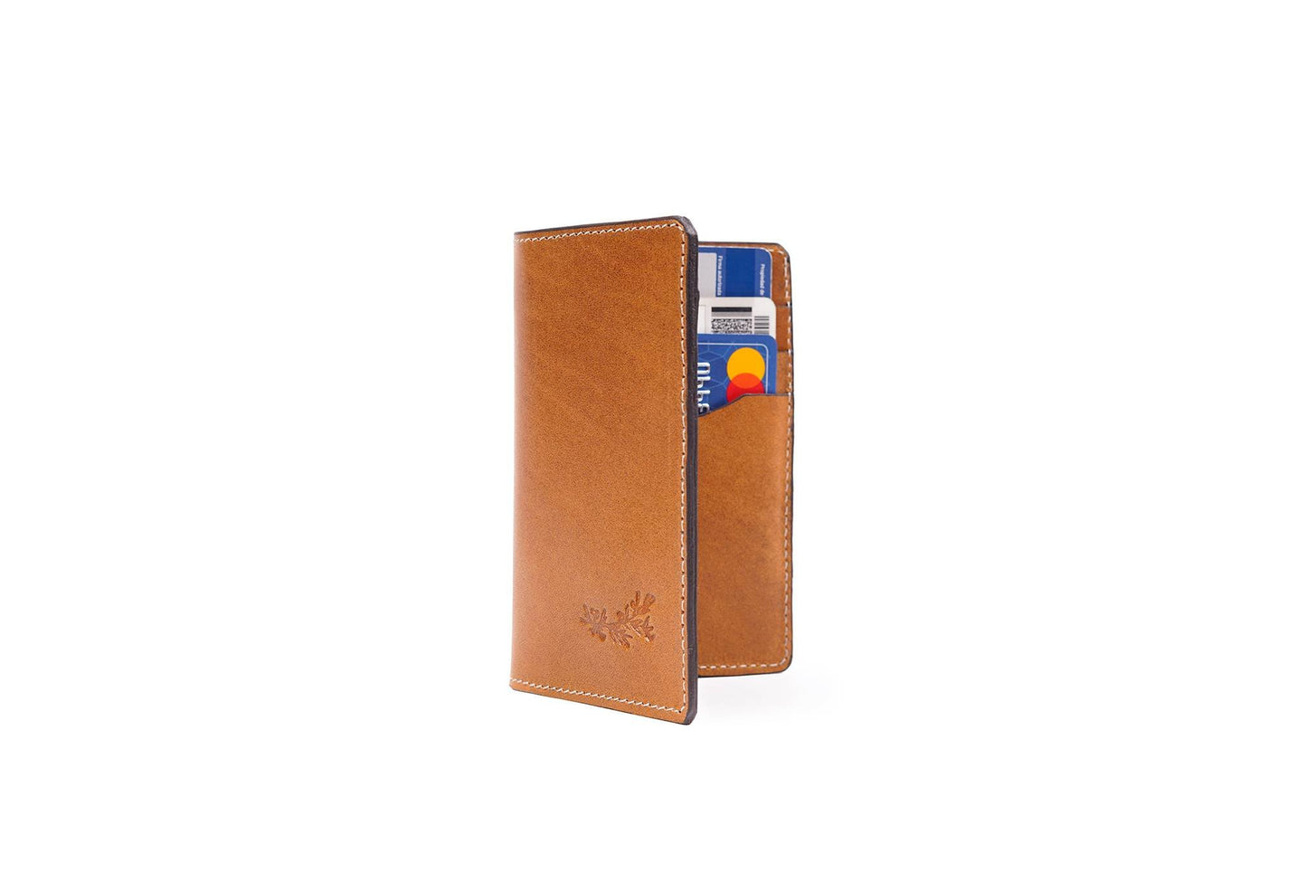 Compact Wallet de piel color miel — interior — Miles & Louie