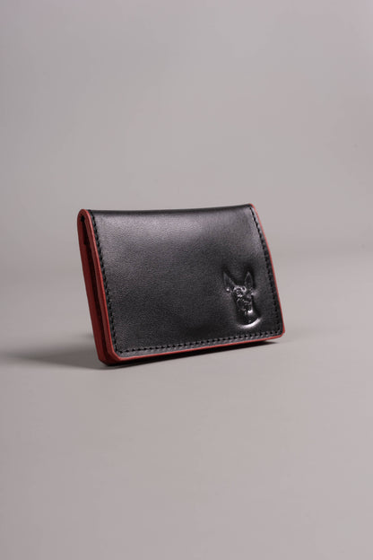 Xolos Double Cardholder de piel color negro — vista posterior — Miles & Louie