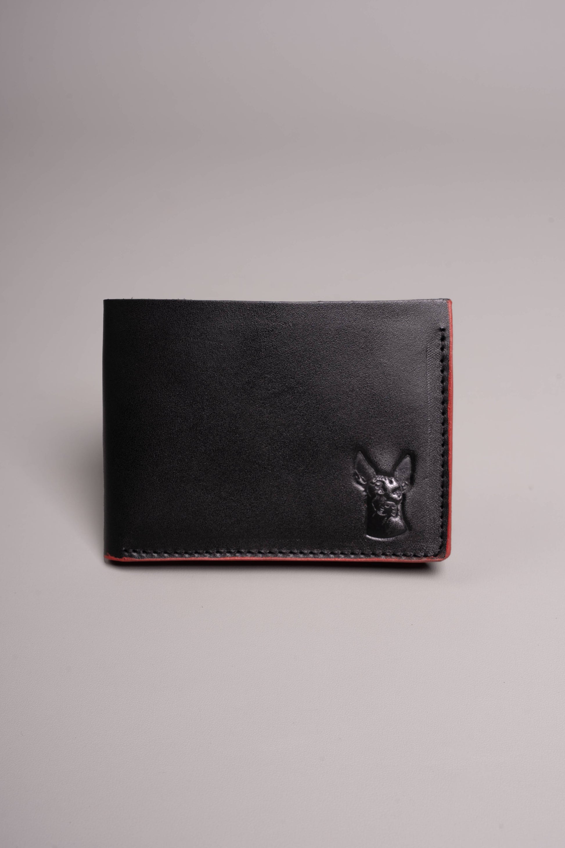 Xolos Bifold Wallet de piel color negro, hecho a mano — Miles & Louie