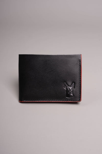 Xolos Bifold Wallet de piel color negro, hecho a mano — Miles & Louie