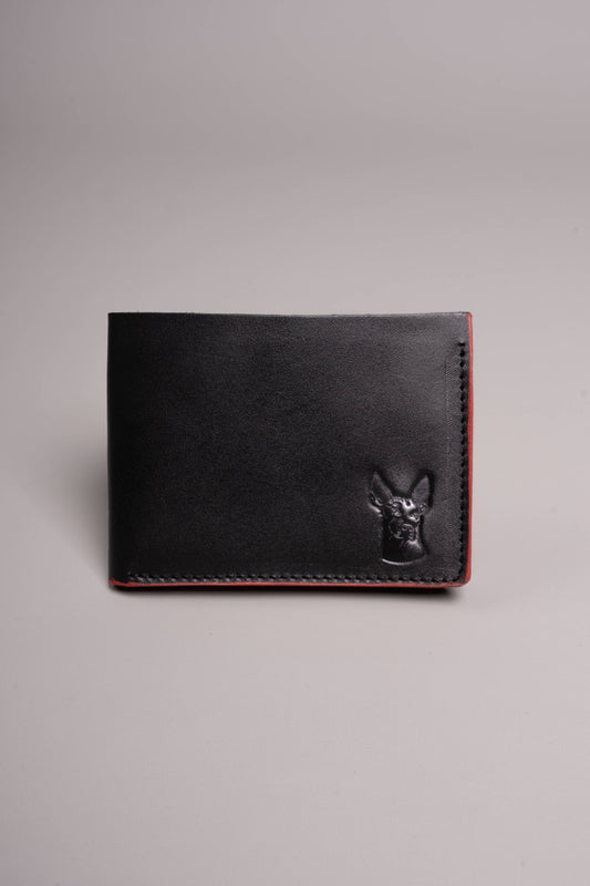 Xolos Bifold Wallet de piel color negro, hecho a mano — Miles & Louie