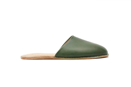 Slipper 🎄🎅🏽🎁 de piel color verde, hecho a mano — Miles & Louie